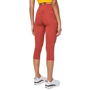 Lululemon Fast and Free Crop II 19" Legging Nulux Cayenne Orange Women 10‎